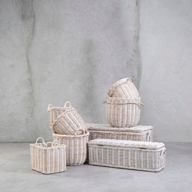 Argento Whitewash Rattan Storage Baskets - Image 2