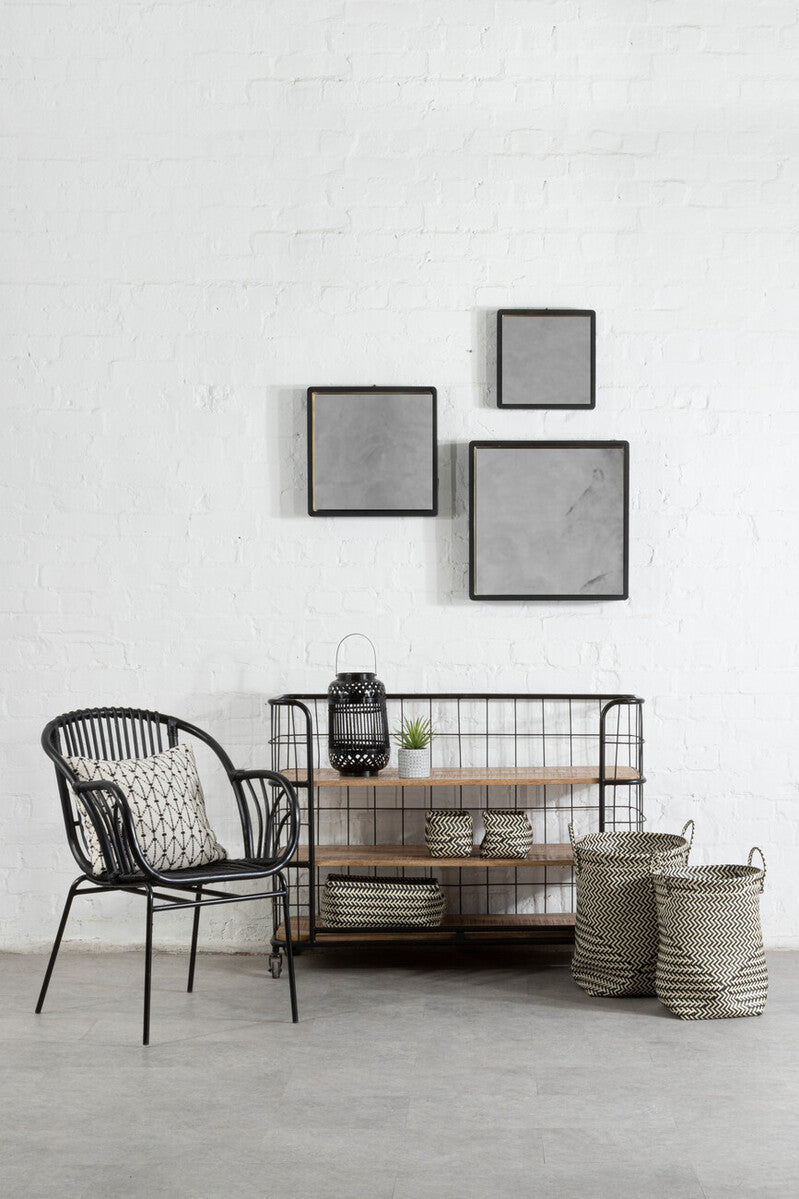 Nautical Set Of Five Black And White Woven Storage Baskets