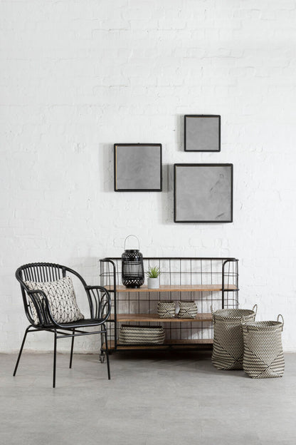 Nautical Set Of Two Black And White Woven Storage Baskets