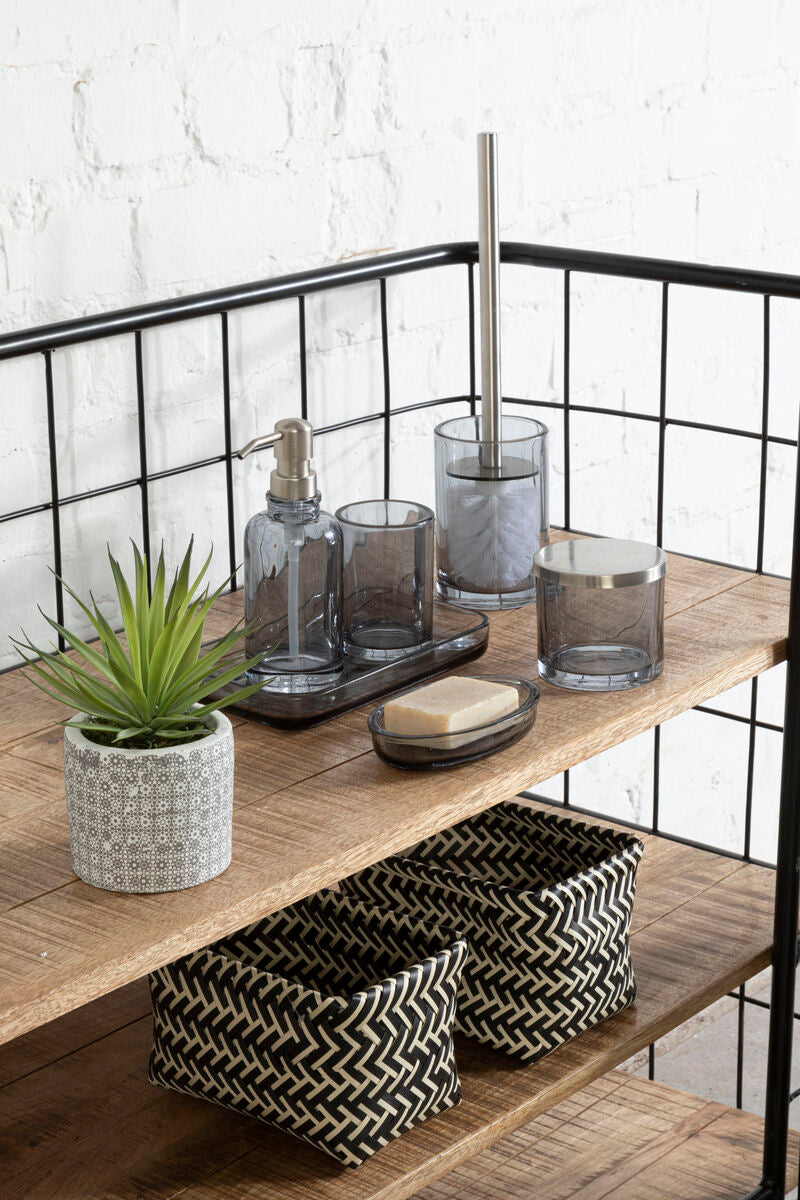 Nautical Set Of Five Black And White Woven Storage Baskets